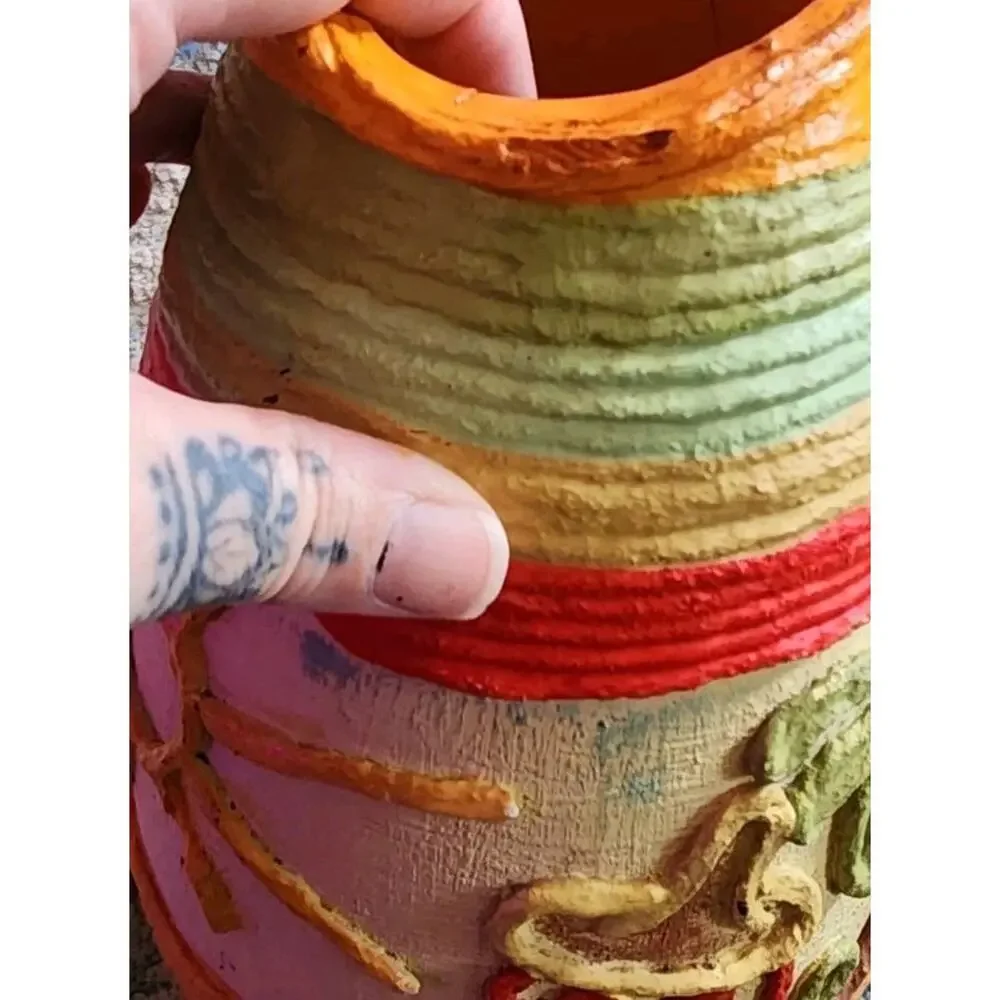 Mexican Hand Made Pottery Folk Art vase Southwest Arizona Style Vase Holland Co
